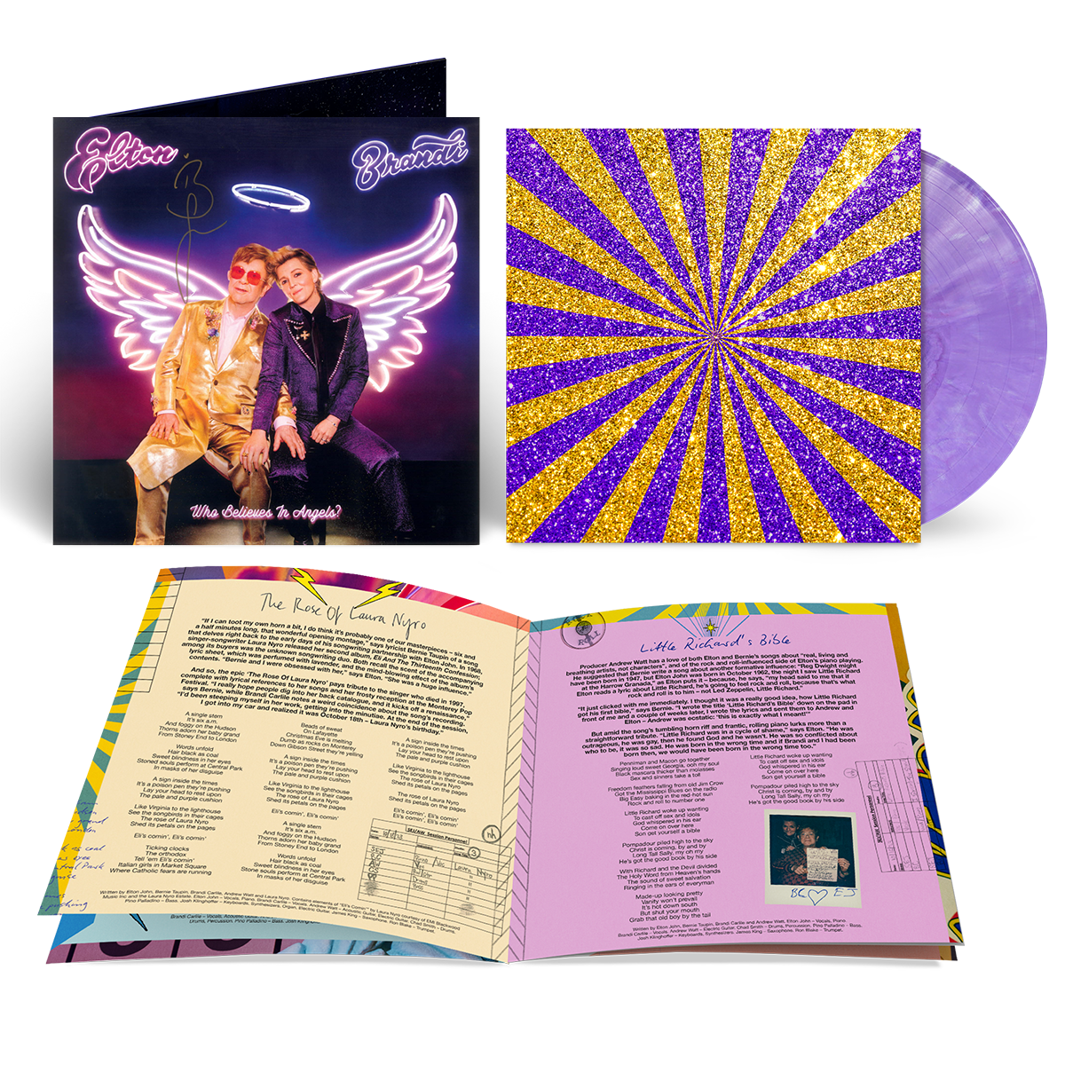 SIGNED Elton John & Brandi Carlile - Who Believes In Angels? Limited Edition Purple Vinyl Record LP