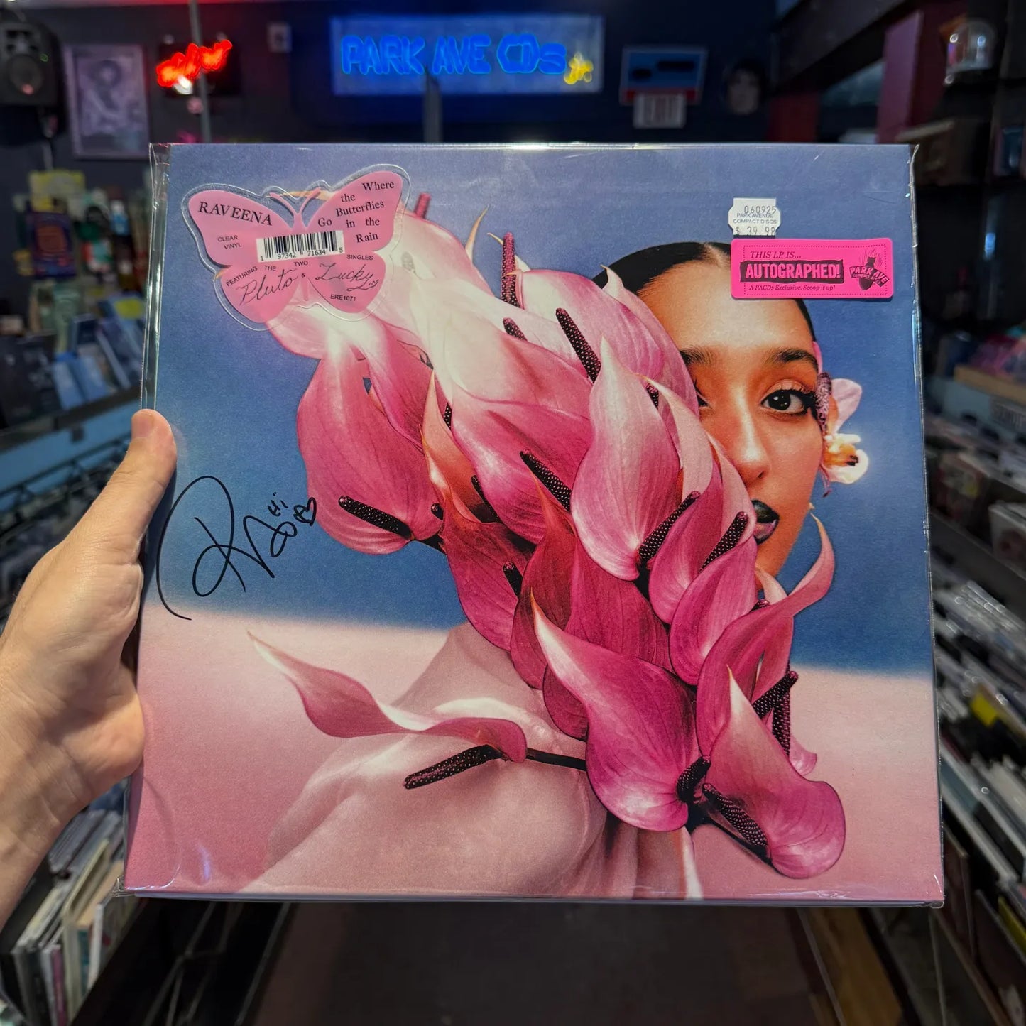 SIGNED Raveena - Where Where the Butterflies Go in the Rain (Deluxe) Limited Edition Clear Vinyl Record LP