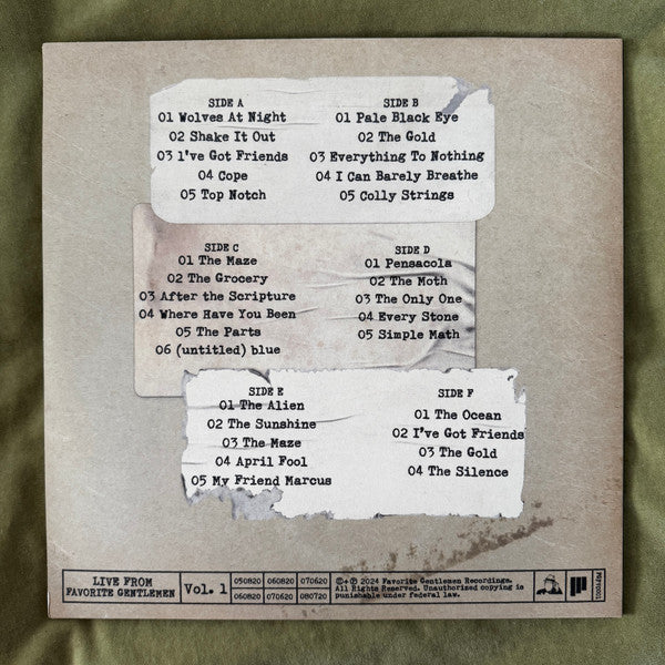 Manchester Orchestra : Live From Favorite Gentlemen Vol. 1 (3xLP, Ltd)