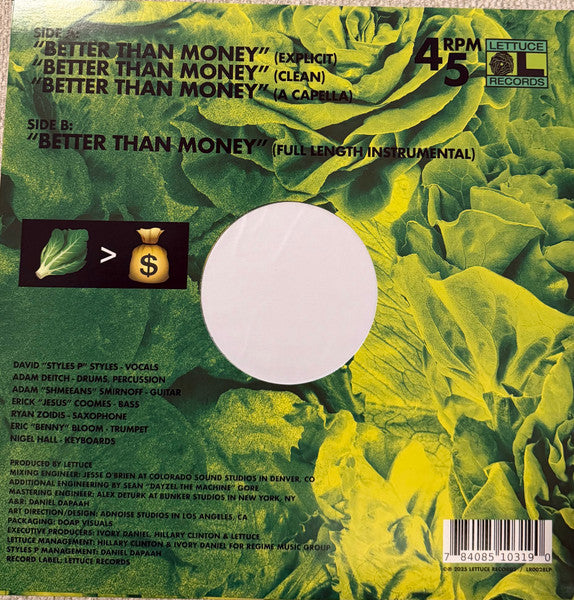 Lettuce (3), Styles P : Better Than Money (12", Single, Gre)
