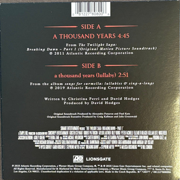 Christina Perri : A Thousand Years (7", Ltd, Red)