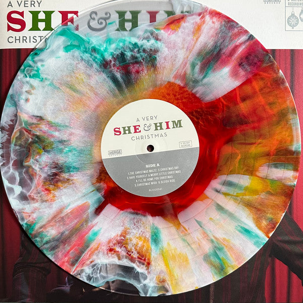 She & Him : A Very She & Him Christmas  (LP, RE, Cle + 7", Shape, Single, RE, Red + Album, )