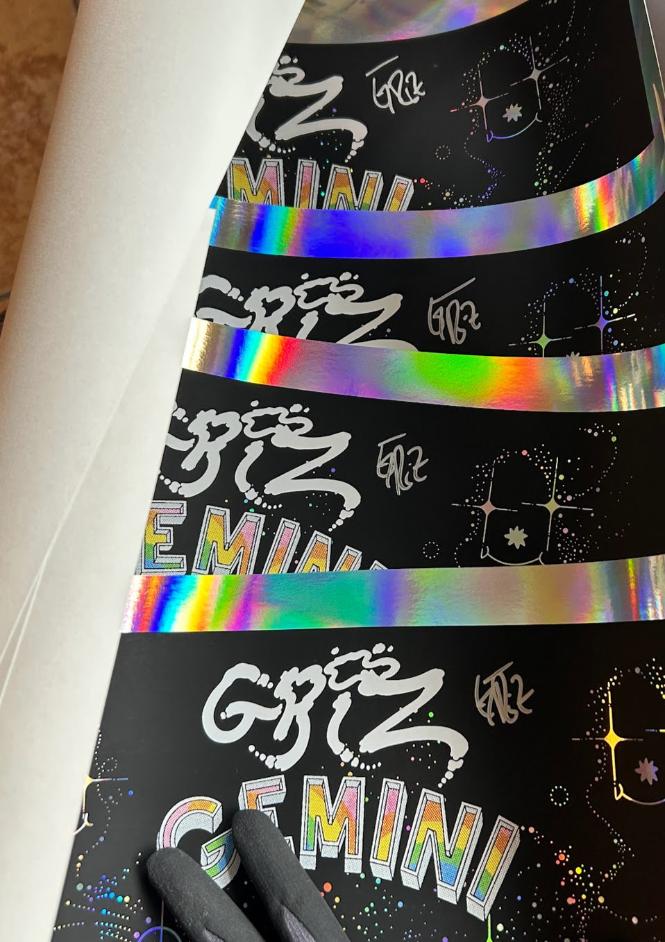 SIGNED GRiZ Limited Edition GEMINI EP 18" x 18" Rainbow Foil Poster